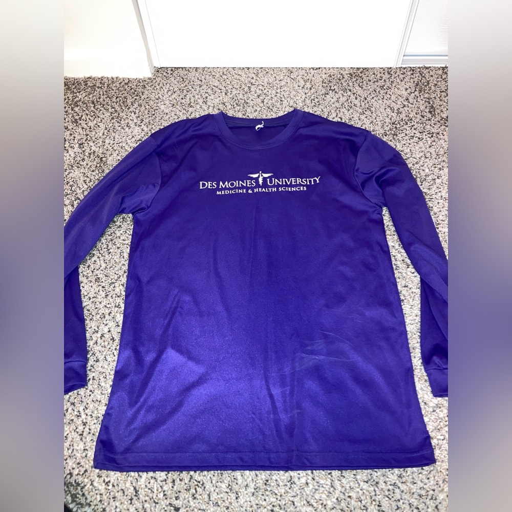 unisex Des Moines university DMU C2 sport long sleeve logo shirt dri fit purple